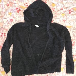 Mudd Hooded Cardigan Sweater Black Size Large Y2K 2000s Style